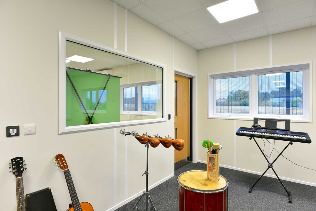 Image of music room in a refurbished modular building