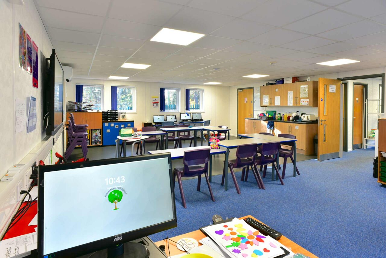 Image of classroom at sen school in a refurbished modular building
