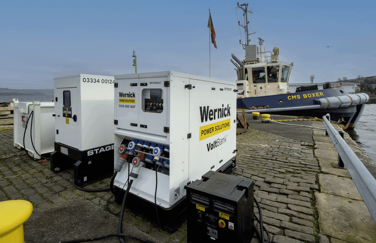 Wernick Power Solutions battery storage unit and generator