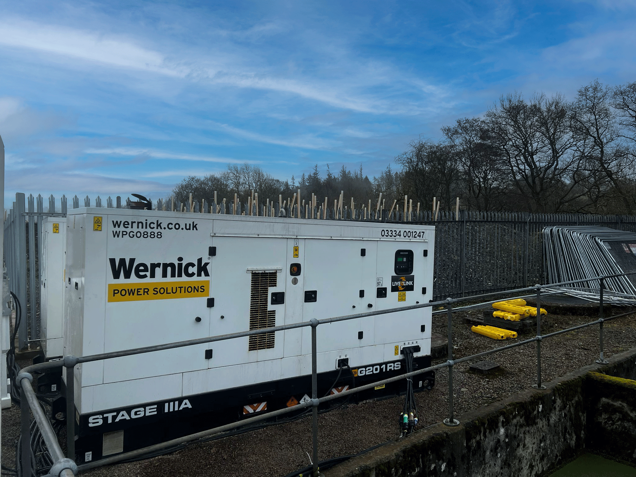 Wernick Power Solutions generator hire at Allendale Sewage Treatment Works