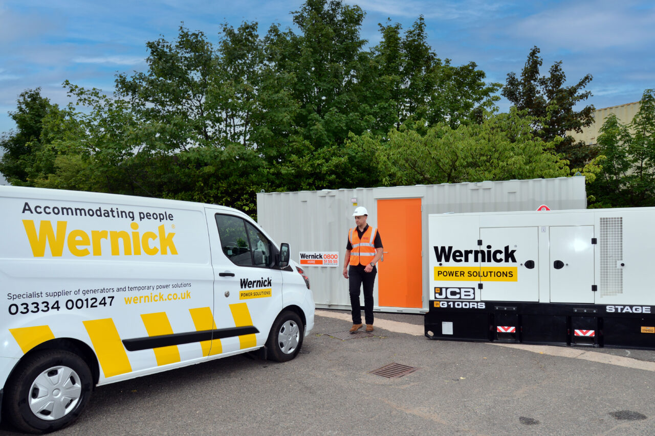 Wernick Power Solutions generator and van at Avonmouth