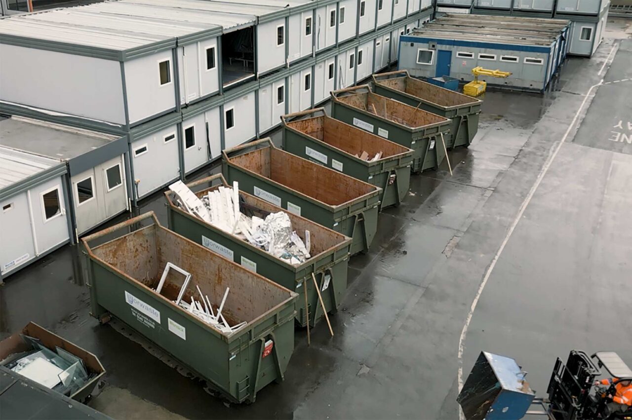 Image of recycling bins at Wernick's York factory
