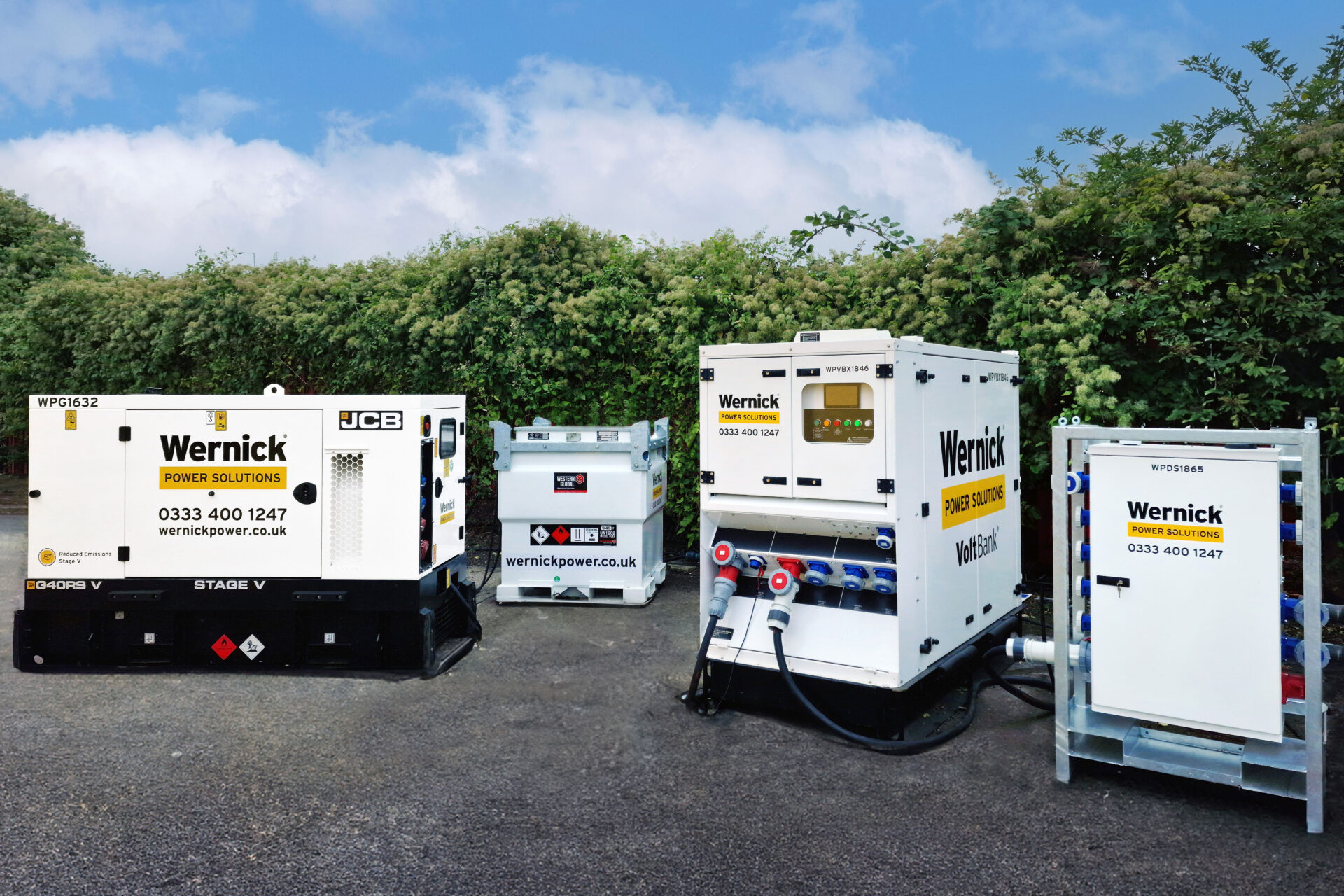 Wernick Power Solutions generator, battery storage unit, smart distribution board and fuel tank