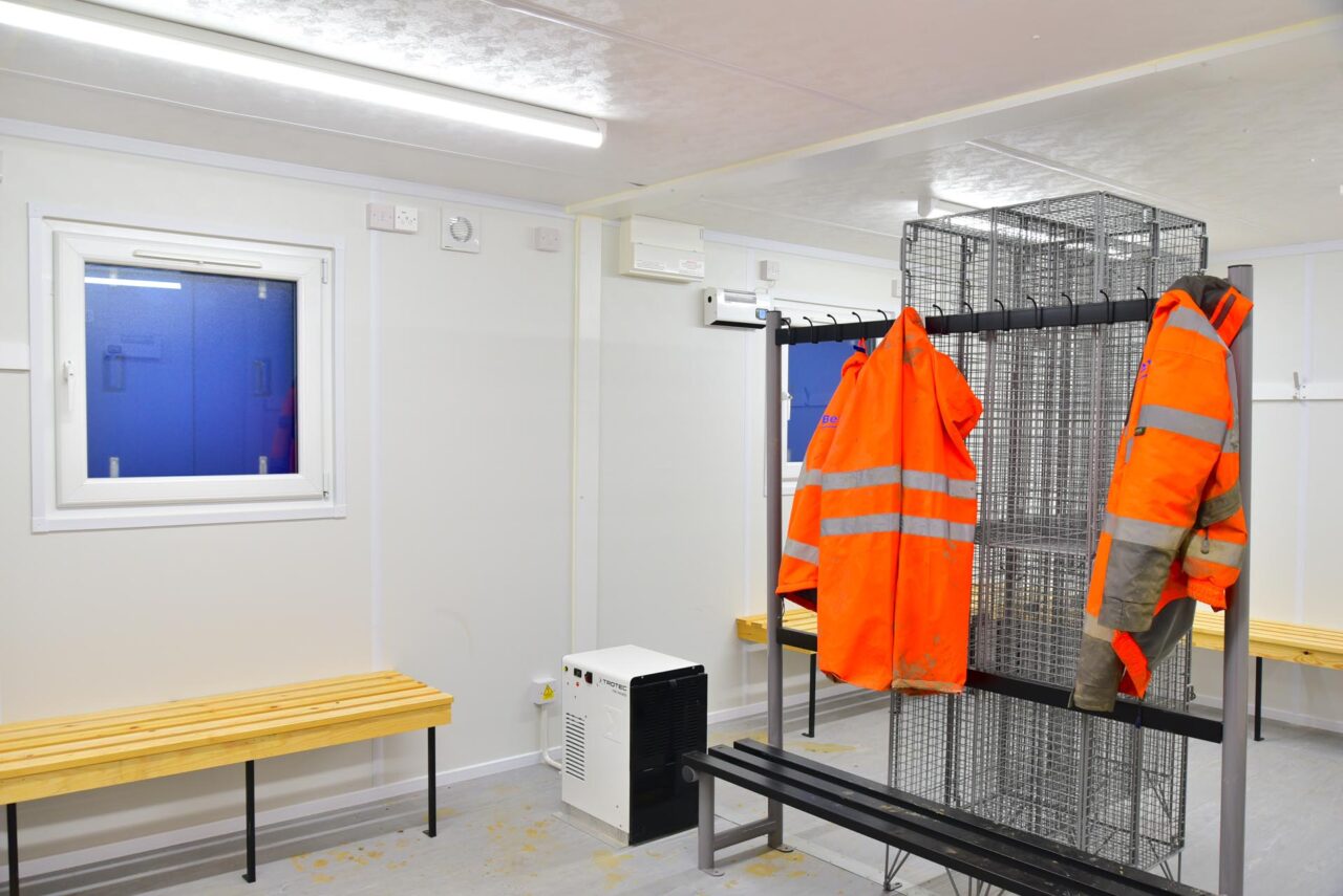 Interior shot of drying rooms in an AVDanzer cabin