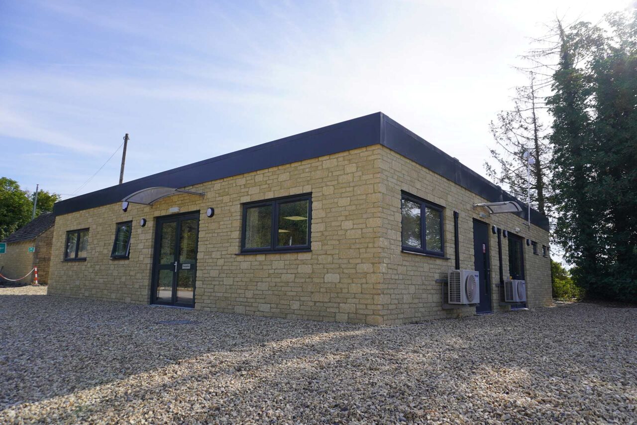 image of refurbished modular building with cladding