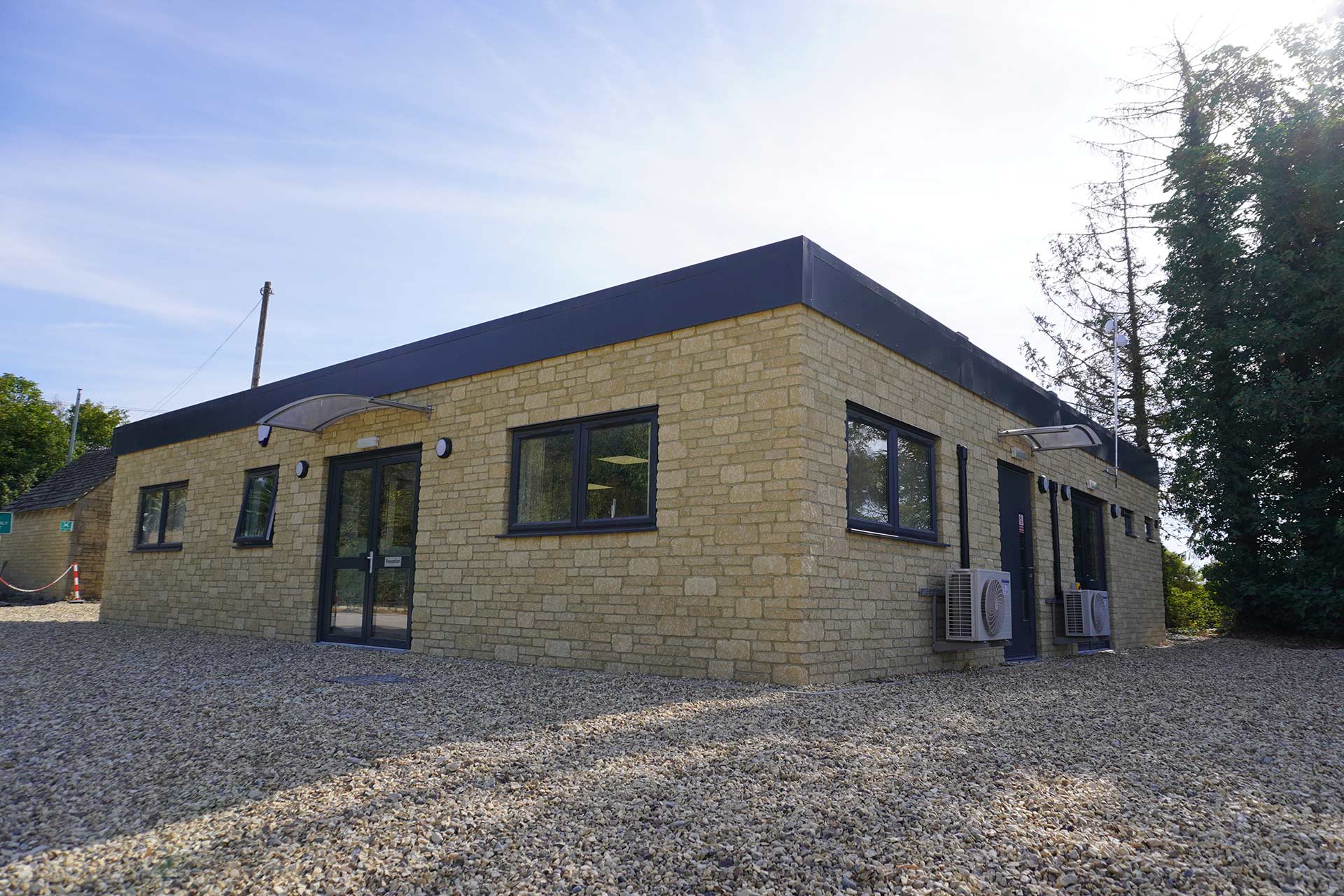 image of refurbished modular building with cladding